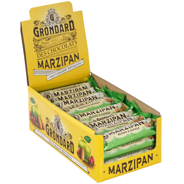 №1 TM Grondard     (9388) Батончики глазированные Марципановые Яблоко-Корица, (24шт по 50г)     в Норильске