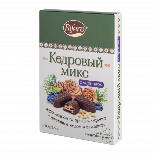 №1 Риф и ко Конфеты "Кедровый микс ЧЕРНИКА" 100г       в Норильске