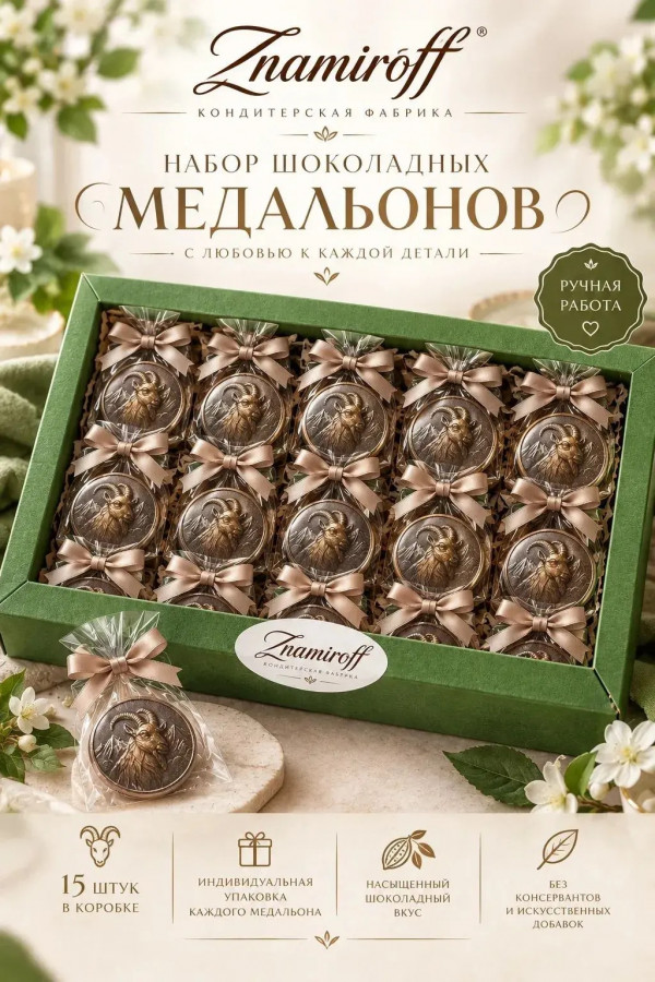 №1 Фигурный шоколад набор Медальоны Козлики(15шт по 40г) в Норильске
