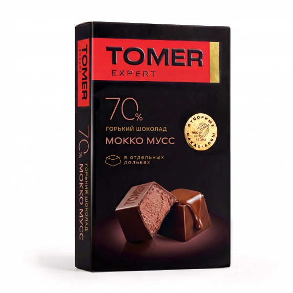 №1 Фабрика Томер  Горький шоколад с начинкой МОККО МУСС, 110г в Норильске